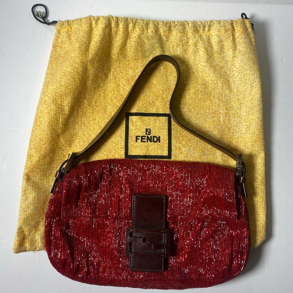 Vintage Fendi Baguette Red Beaded bag